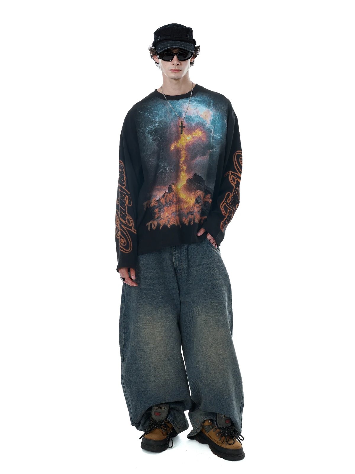 HADES Thunder Cross 印花長袖 T-shirt