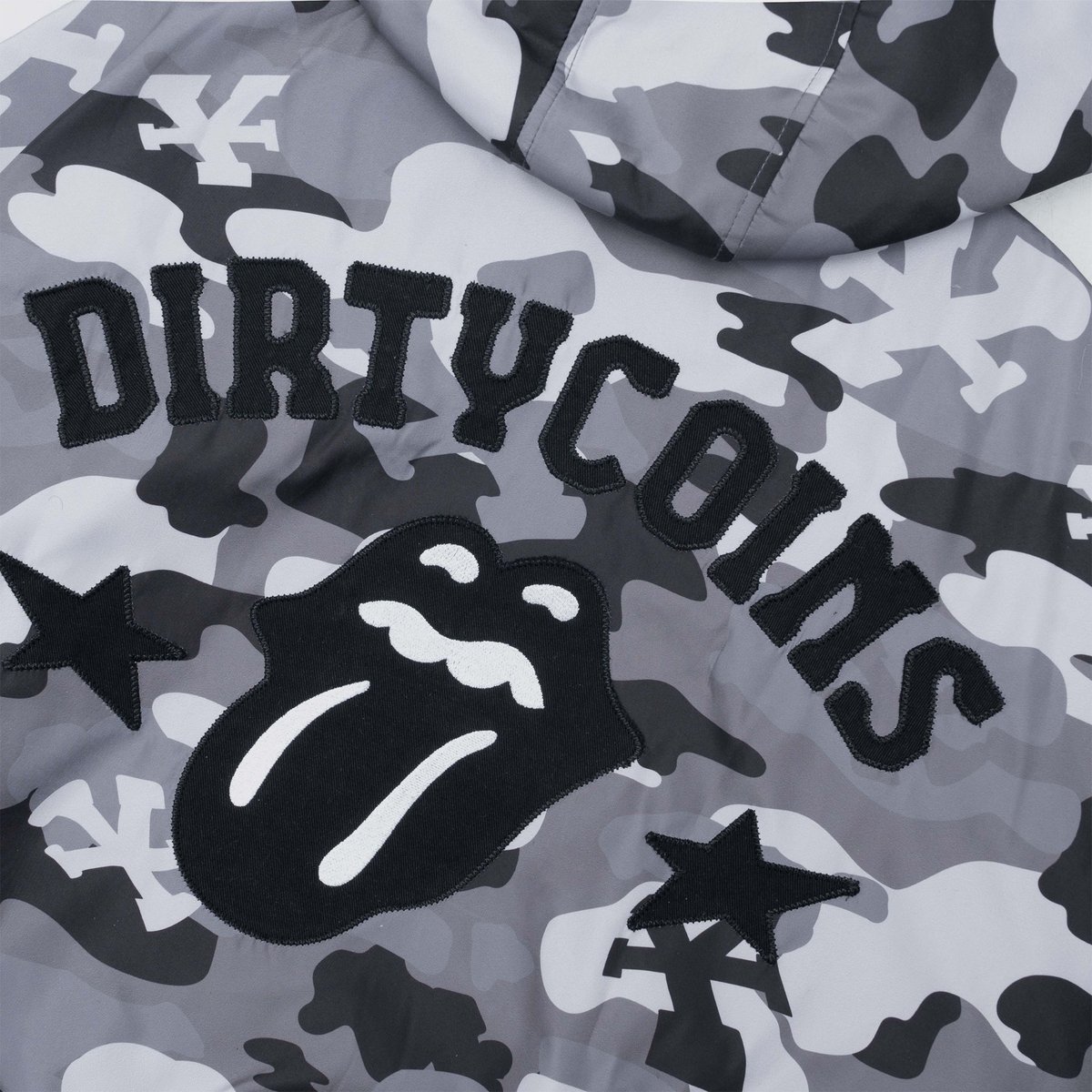 DIRTYCOINS DCxRS Camo Fur Hooded Bomber Jacket
