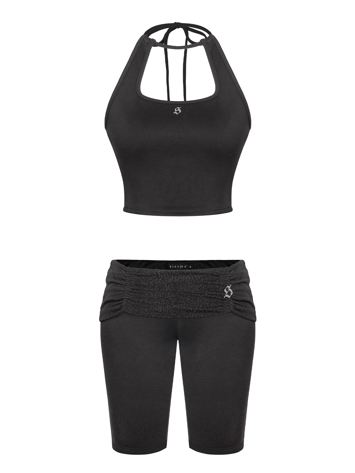 SISTERS Maisie Metallic Waistband Halter Top and Shorts Set