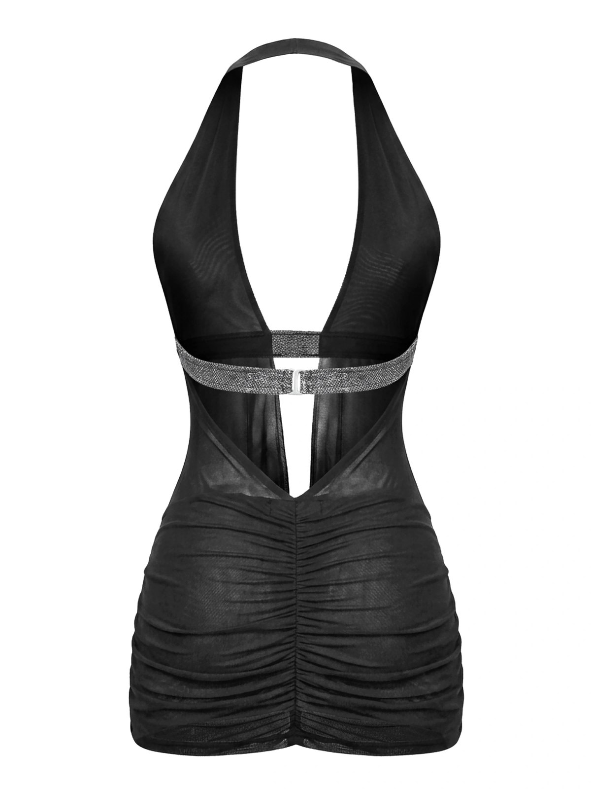 SISTERS Saoirse Metallic Mesh Bodycon Halter Dress