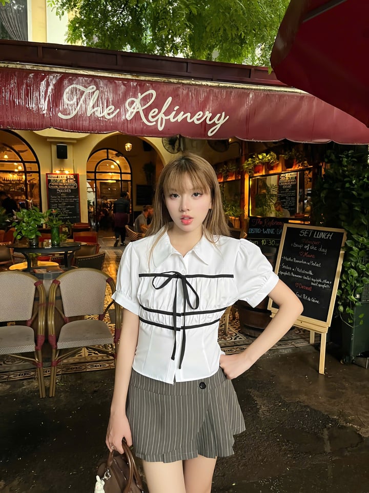 KILL SYSTEM Sunmi 泡泡袖襯衫 束胸蝴蝶結設計