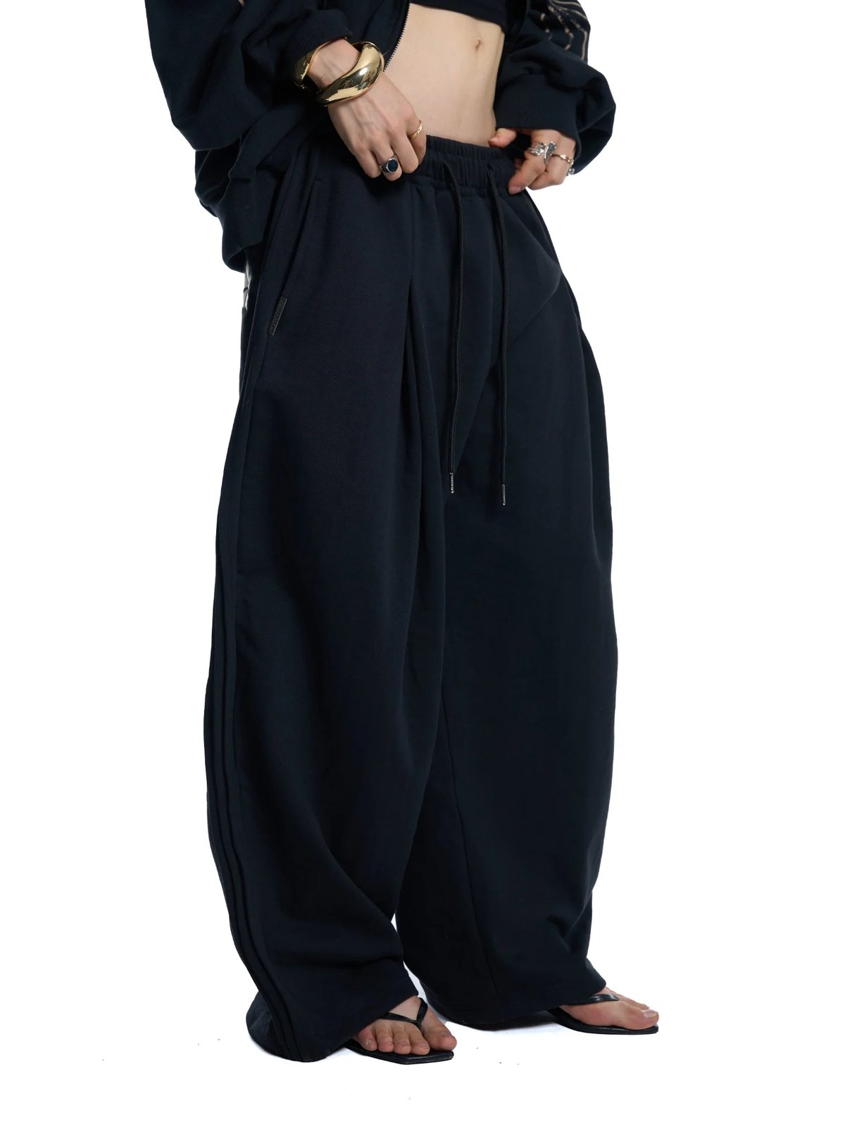 HADES Heavens Call Wide Leg Drawstring Pants - Black