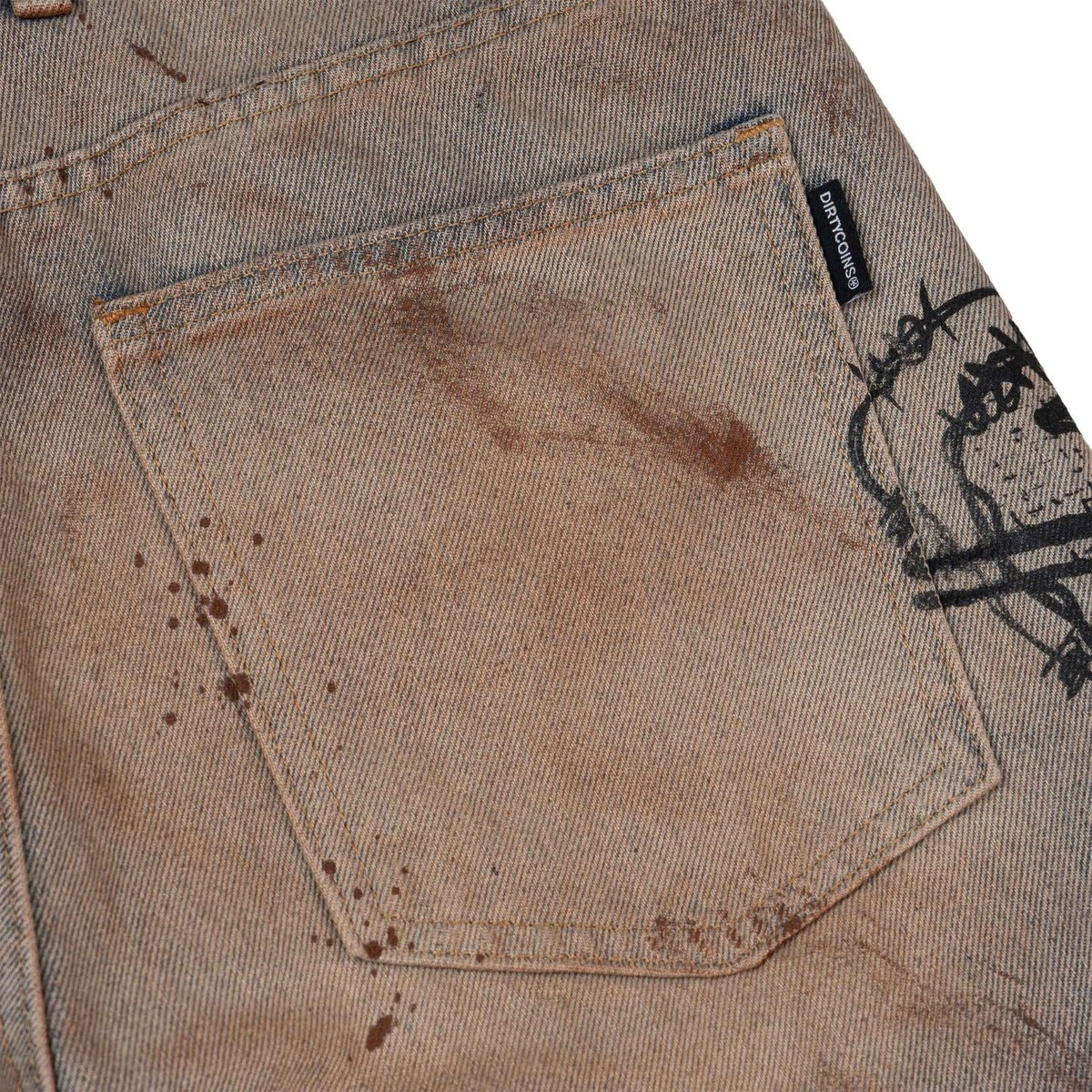 DIRTYCOINS Stain Distress 污漬破洞牛仔長褲