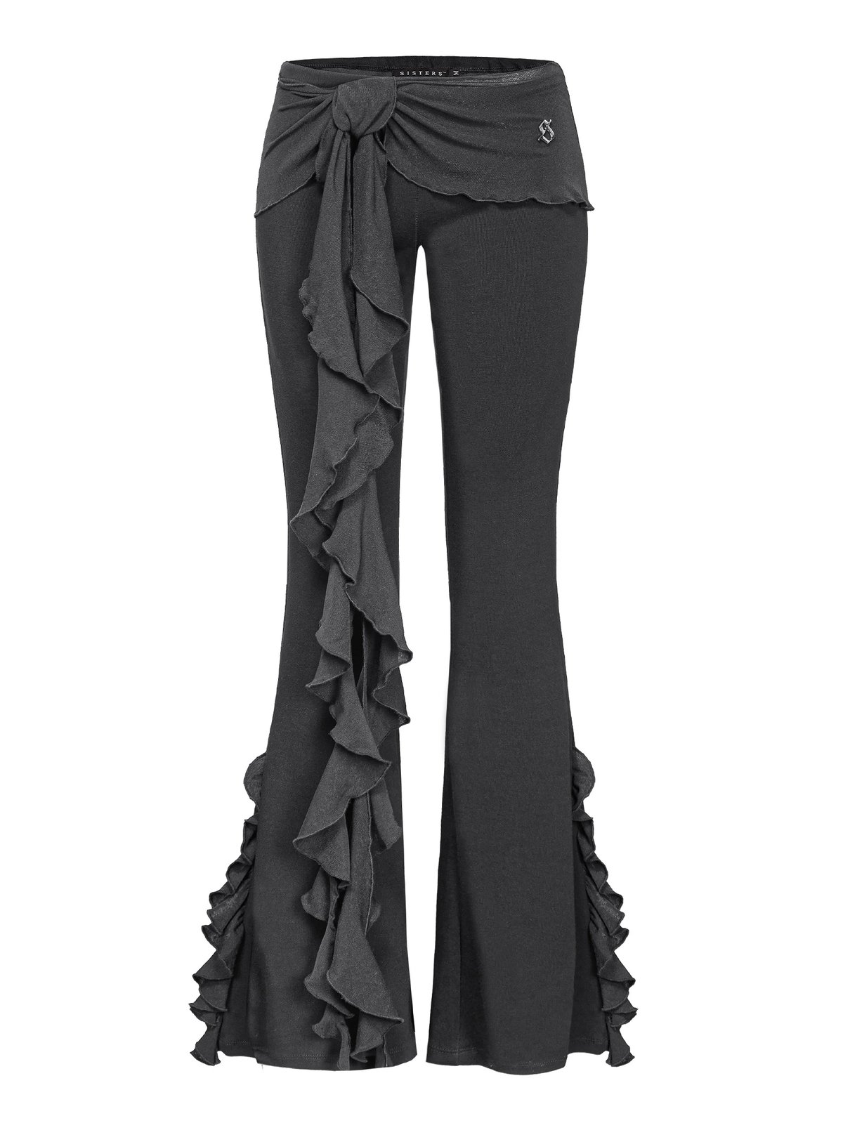 SISTERS Rosamund Flared Ruffle Low-Rise Pants - Black