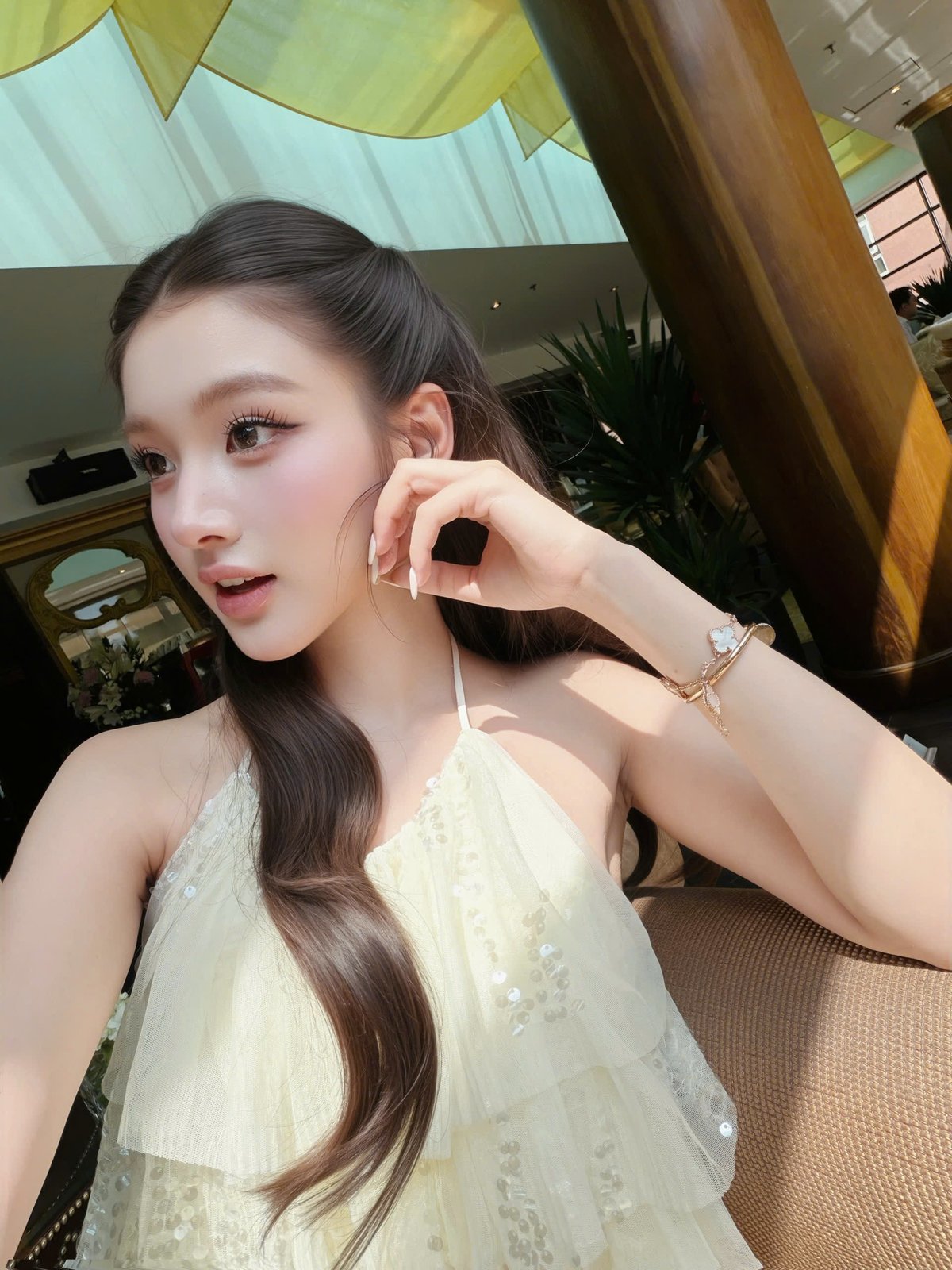 CHOU CHOU Shimmery Layered Camisole Top