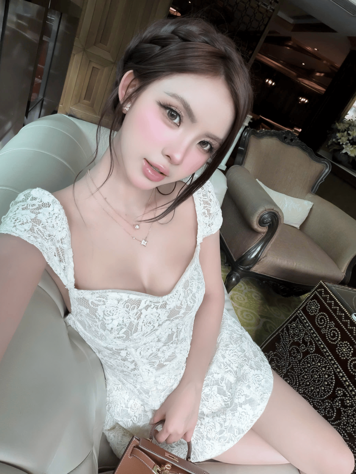 Tran Ali 蕾絲短款圓領蓬蓬裙