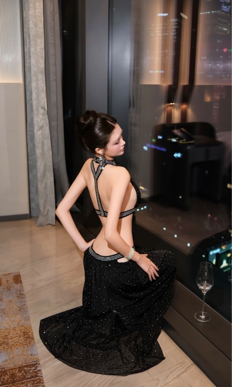 THAOBIBI Embellished Cut-out Maxi Evening Dress