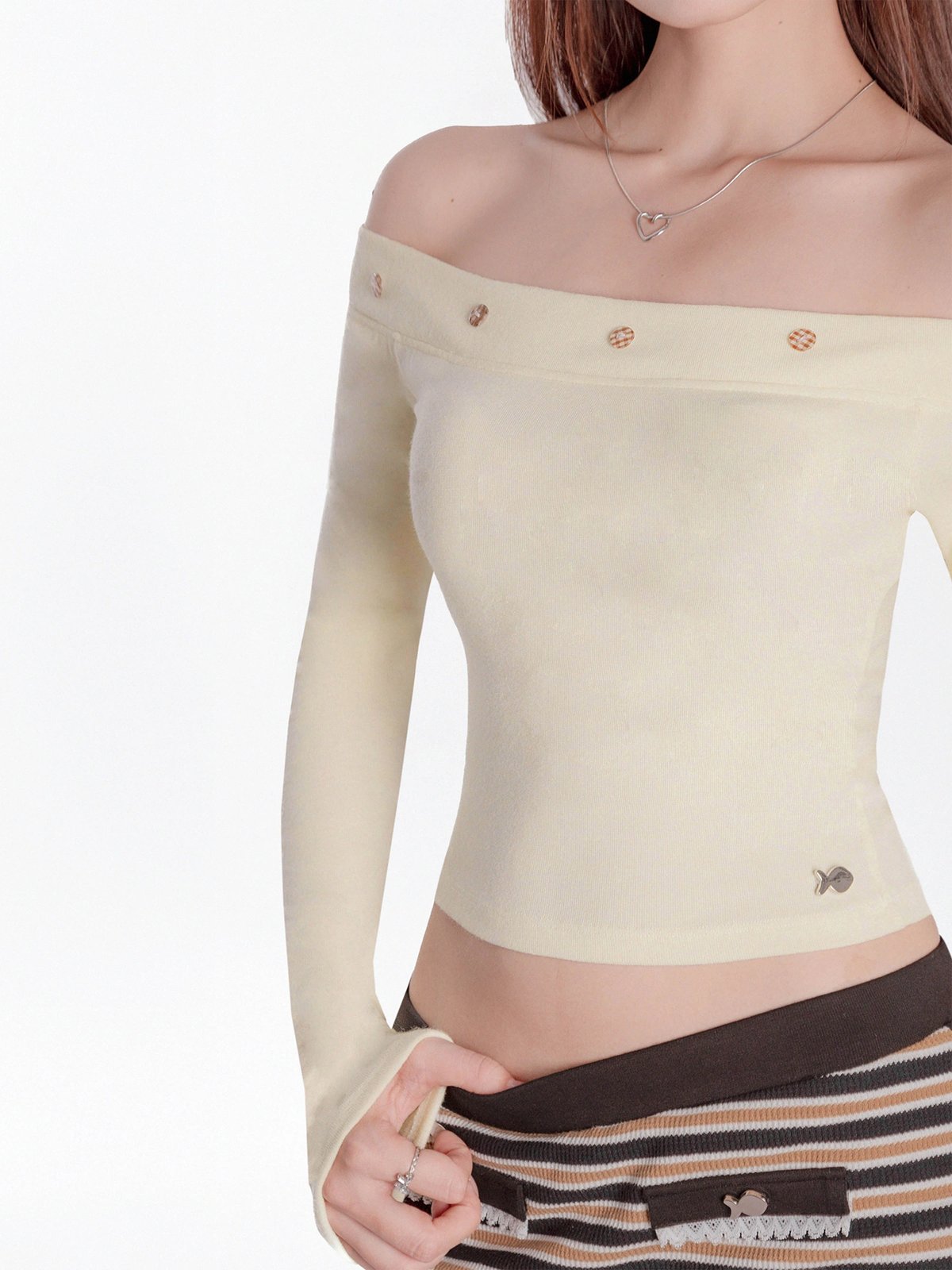 DKMV Berlin Off-Shoulder Knit Top - Yellow