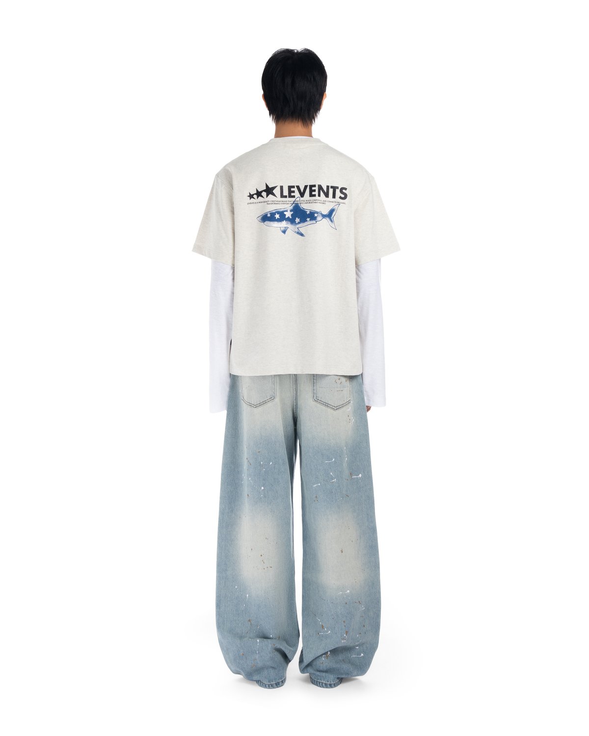 Levents® XL Logo Star Shark Semi-Oversized Tee - Grey