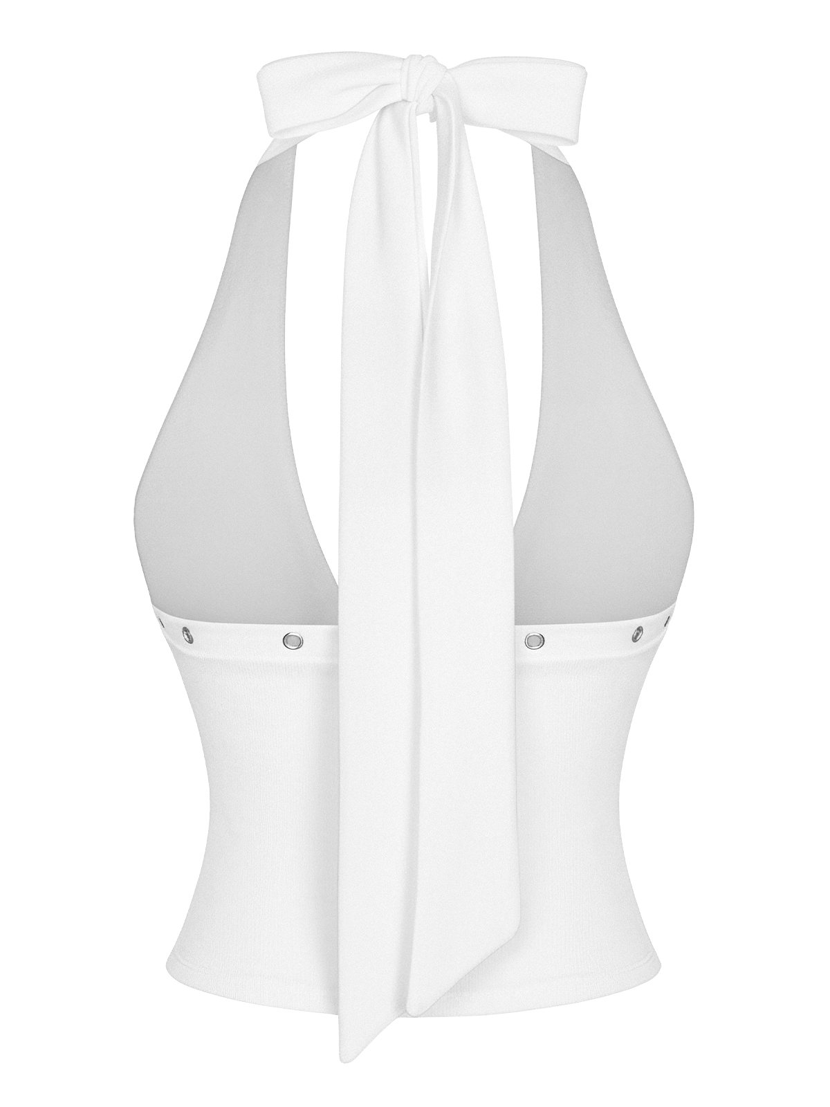 SISTERS Muse Silver Ring Detail Halter Neck Croptop - White