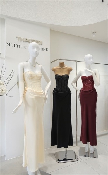THAOBIBI Sequin and Silk Mix Maxi Evening Dress