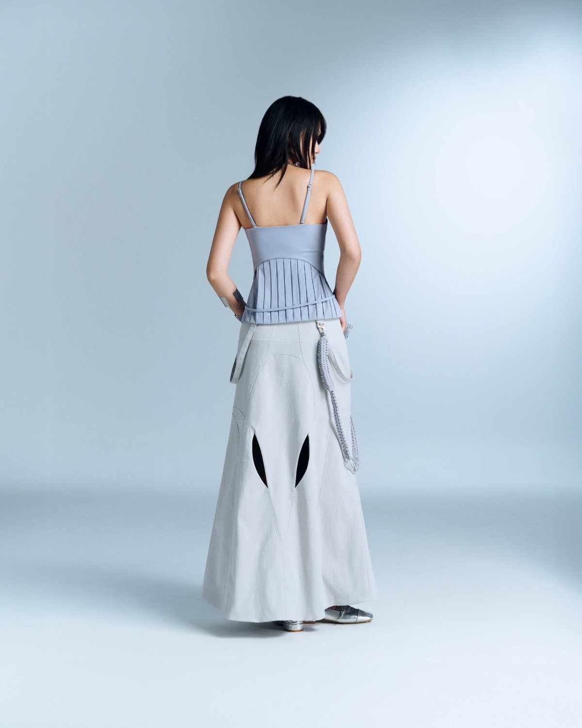 Bunnyhill SEAGRAVE A-Line Cut-Out Maxi Skirt - Gray