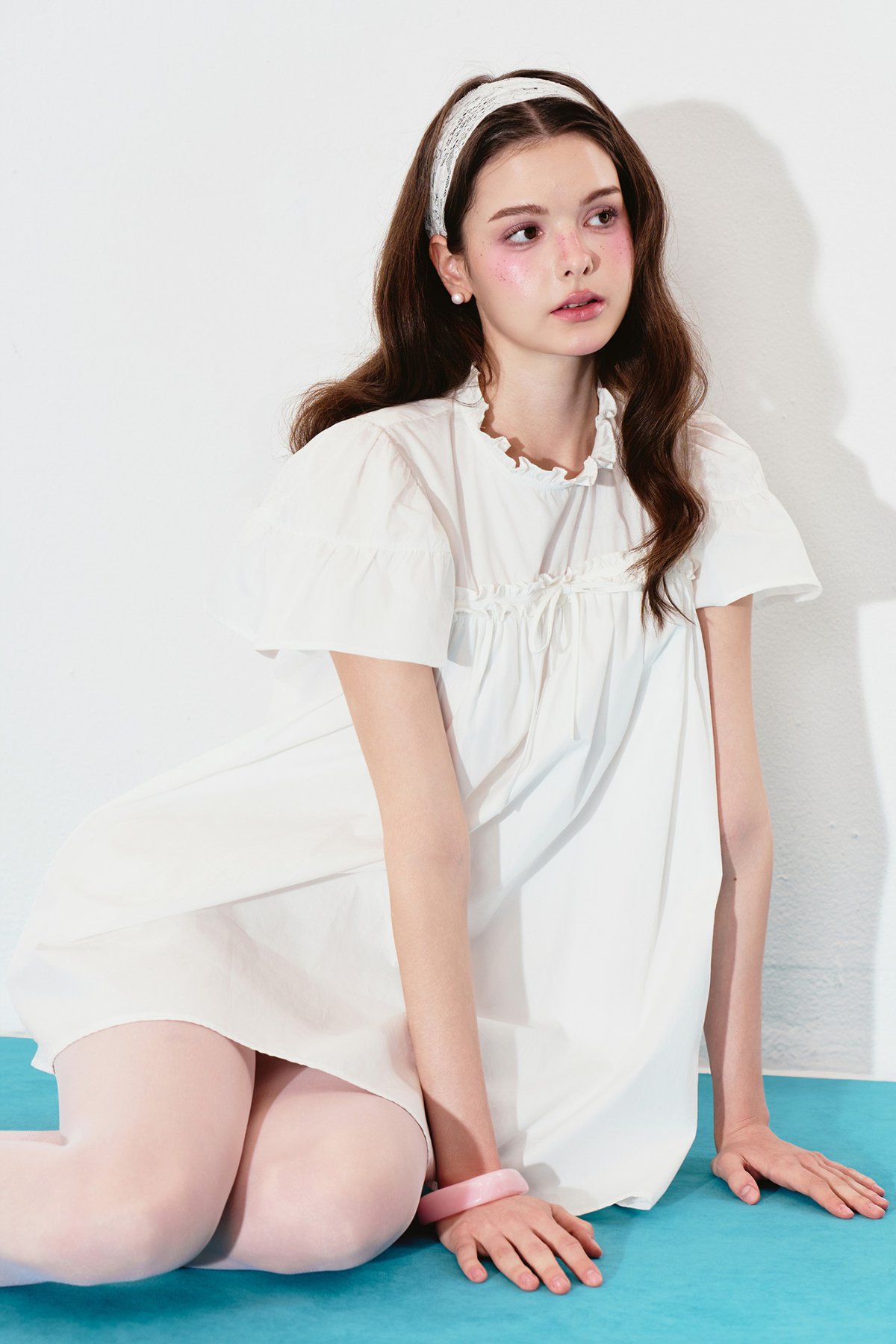 DOTTIE Ruched Bust Mini Dress - White - D0741