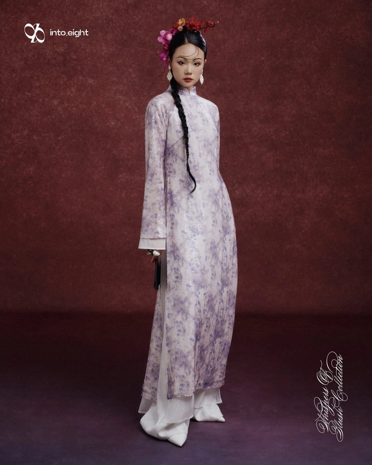 into.eight Áo Dài Nhã Sequin and Organza Long Dress
