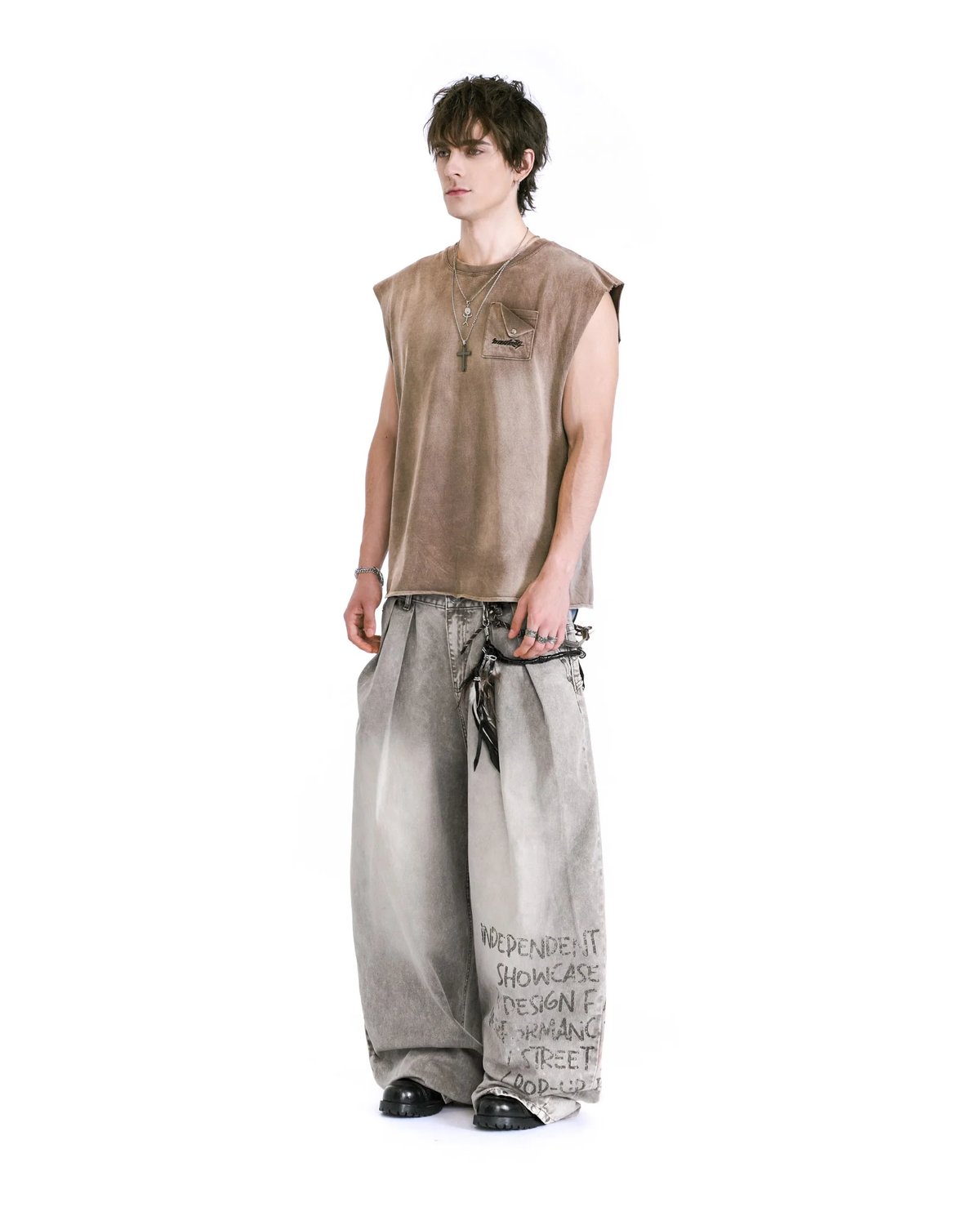 HADES Stonewash Tank Top - Brown