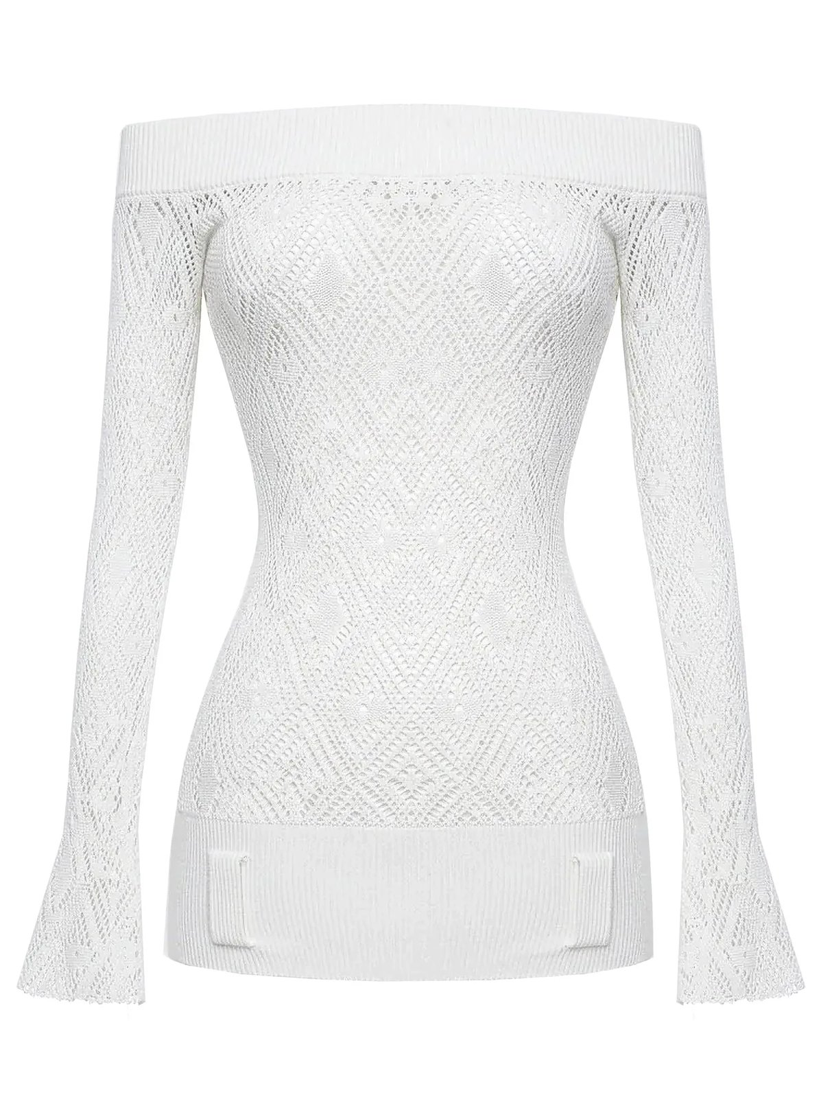 SISTERS Elvire Knit Bodycon Off-Shoulder Mini Dress - White
