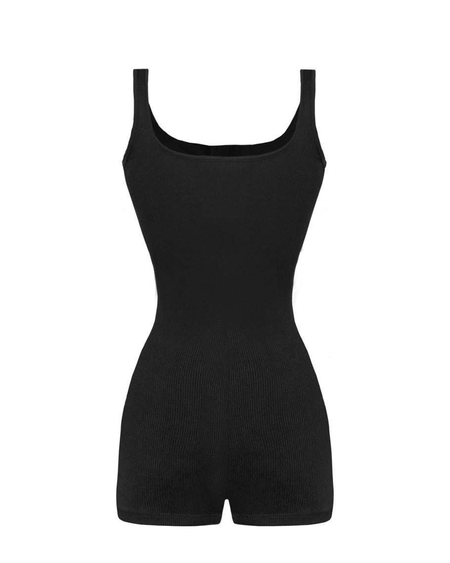 SISTERS Blanche Square Neck Sleeveless Ribbed Romper