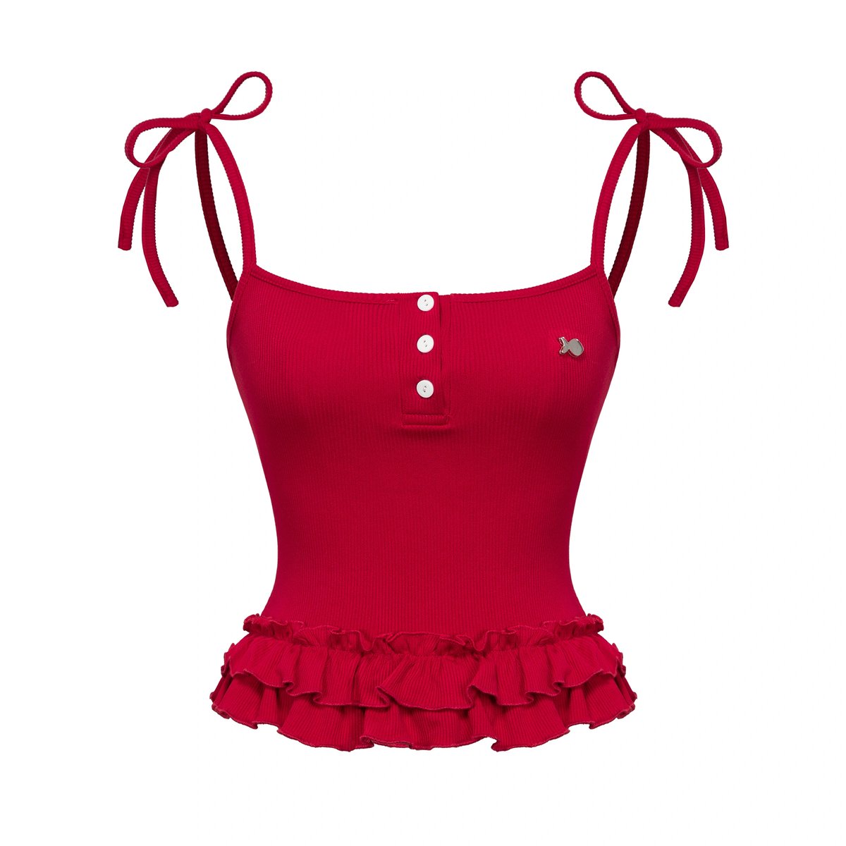 DKMV Rose Tie-Shoulder Ruffle Top