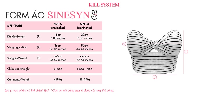 KILL SYSTEM SINESYN 條紋扭轉胸部抹胸上衣
