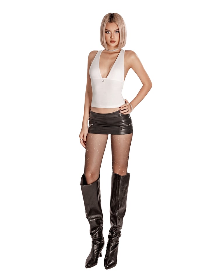 SISTERS Franny Cross Back Crop Top - White