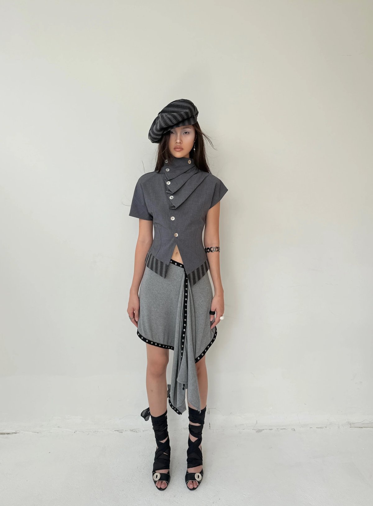 into.eight CIVIC TOP Asymmetric Collar Structured Top
