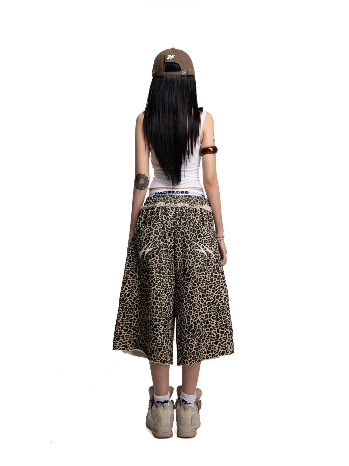 HADES Rugged Leopard Print Wide-Leg Shorts