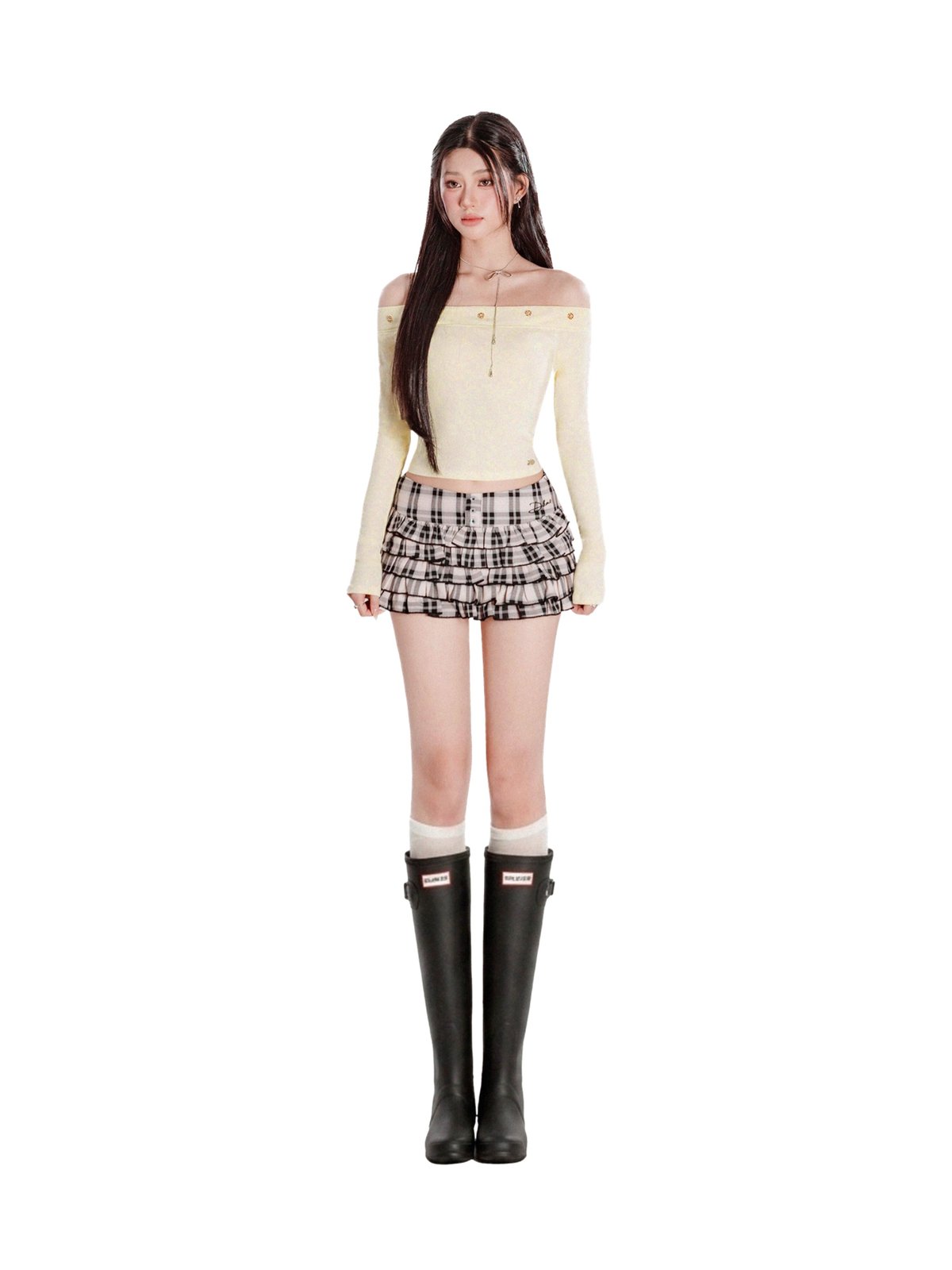 DKMV Berlin Off-Shoulder Knit Top - Yellow