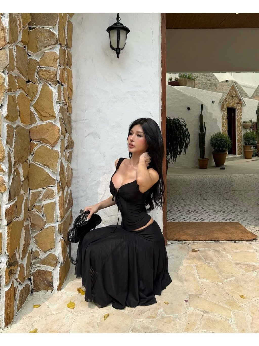Healing Mesh Joy Set Black Corset Top and Skirt