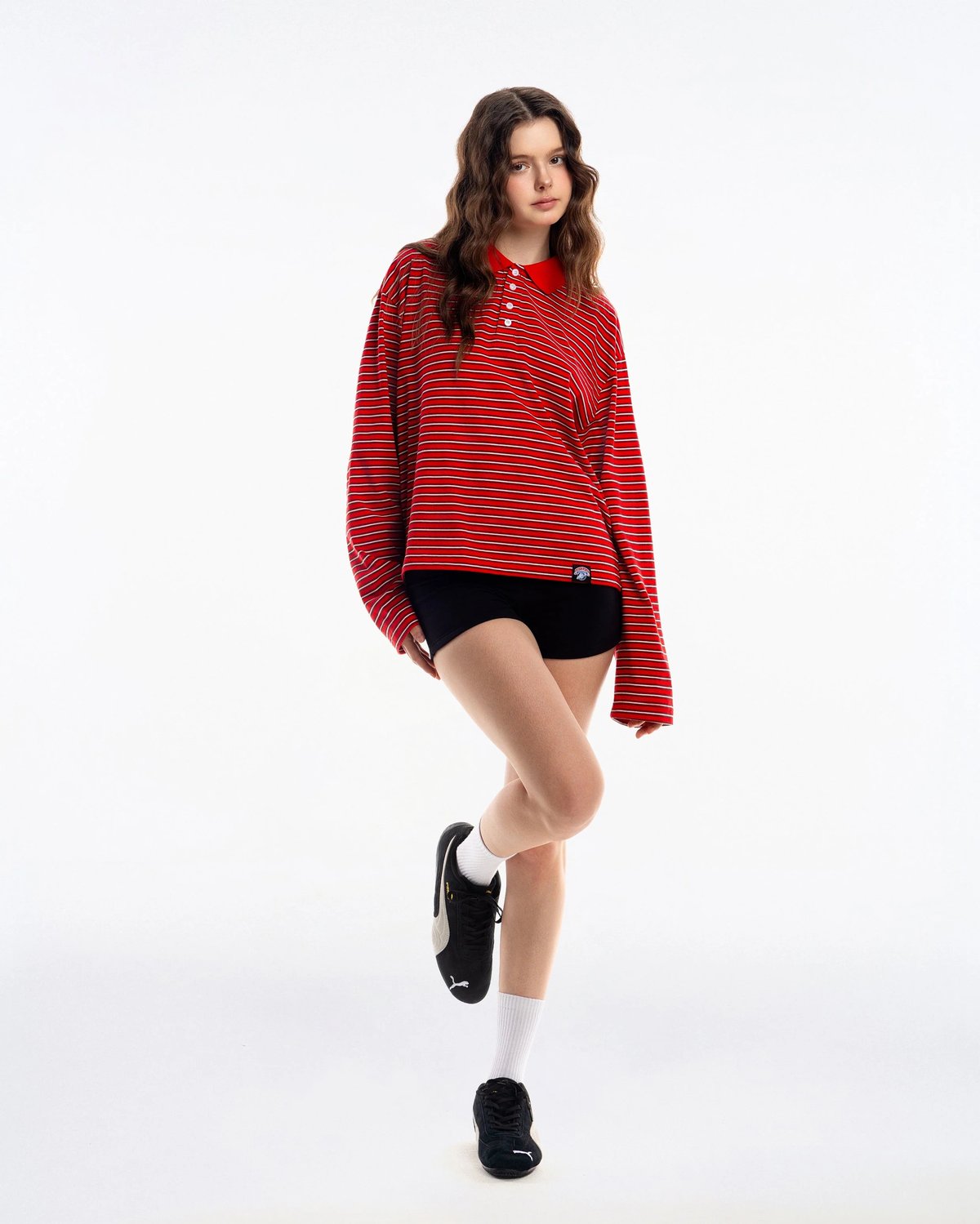 PUSH PUSH OLLY Striped Polo Tee 紅色條紋 Polo 上衣