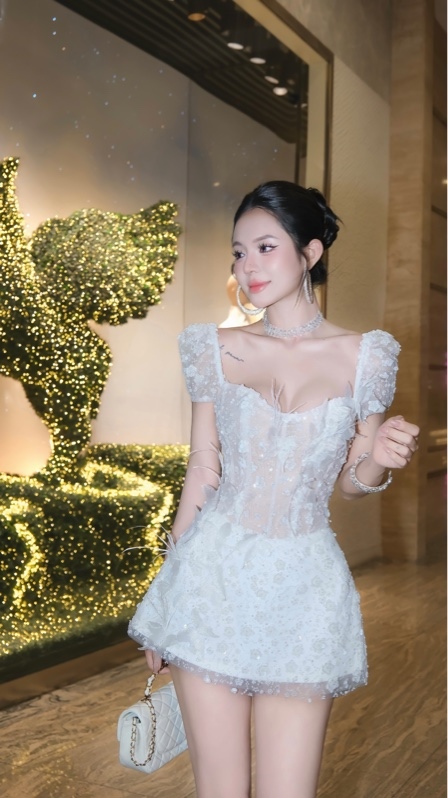THAOBIBI Butterfly Sequin A-Line Mini Party Dress