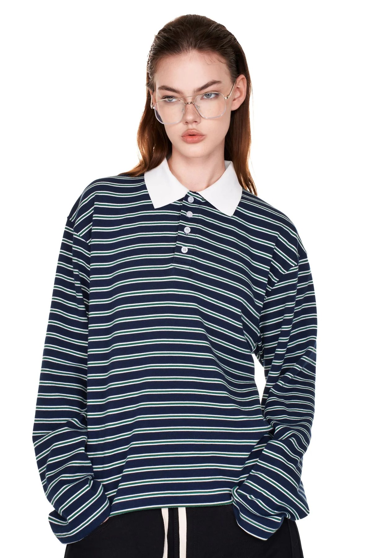 PUSH PUSH Rugby Striped Long Sleeve Polo Shirt