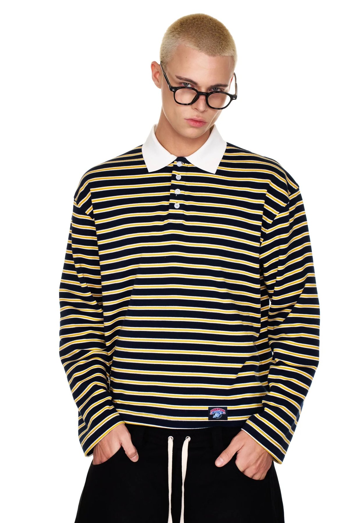 PUSH PUSH Rugby Striped Long Sleeve Polo Shirt