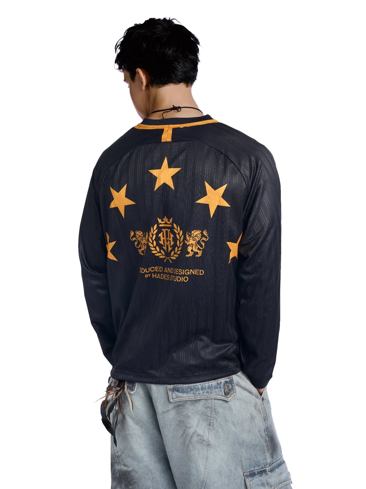 HADES Captain Jersey 條紋運動長袖上衣 - 黑色