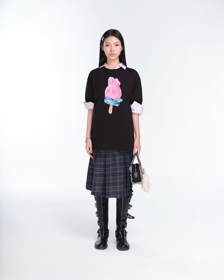 BAD RABBIT Gelato Rabbit Regular Tee 冰淇淋兔子絲印圓領短袖T恤