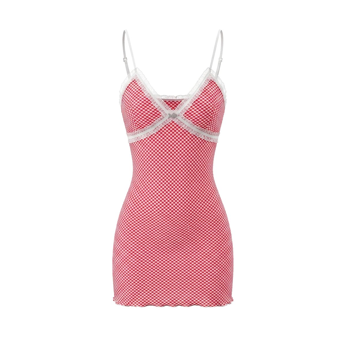 DKMV Vienna Red Gingham Spaghetti Strap Dress