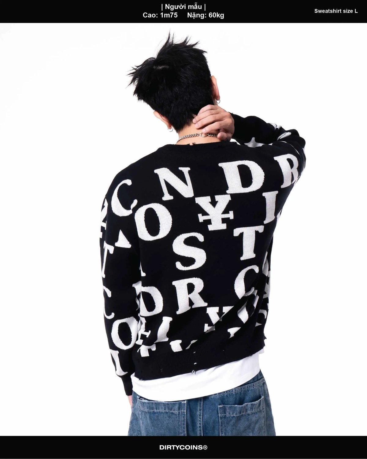 DIRTYCOINS Letters Monogram Knit Sweater