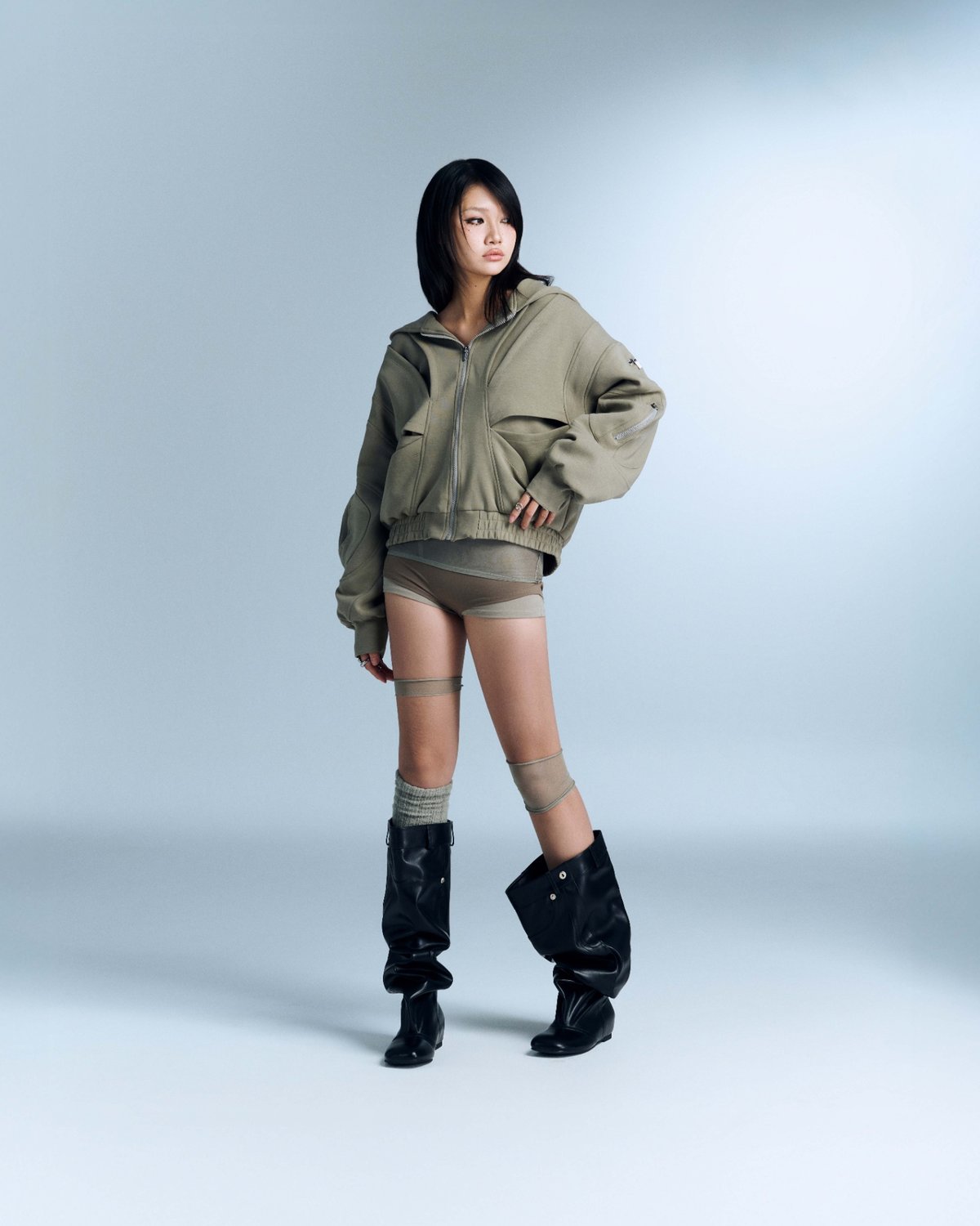 Bunnyhill MAPLE Cut-out Hooded Jacket - Avocado Green