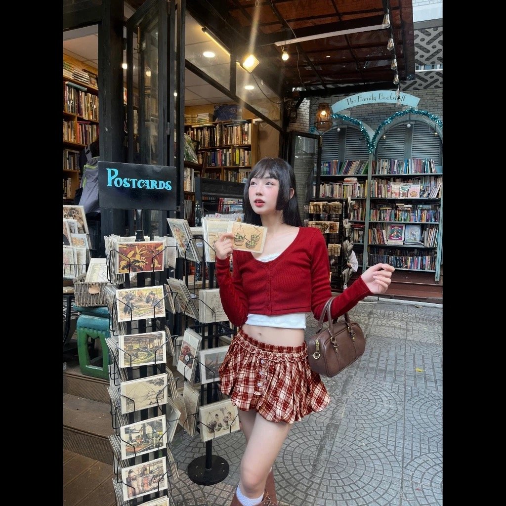 KILL SYSTEM SISO Plaid Puff Skirt Low Waist Double Layer Pleated Skirt