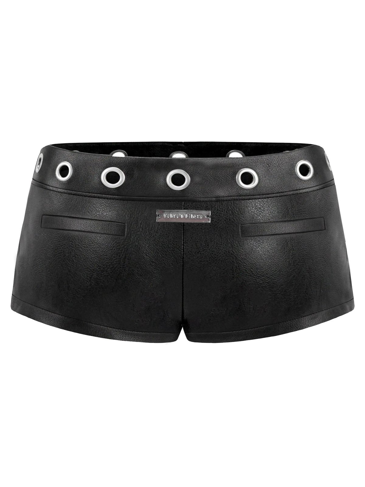 SISTERS Faustina Leather Low-Rise Micro Shorts - Black