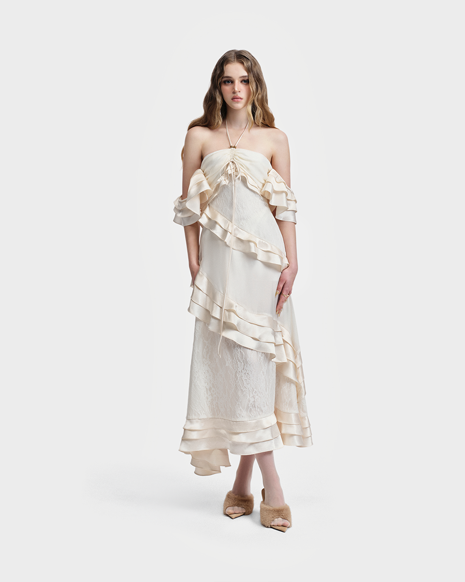 DEAR JOSÉ The Venus Shell Ruffle Maxi Dress