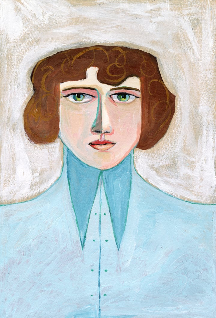 Women with the blue blouse