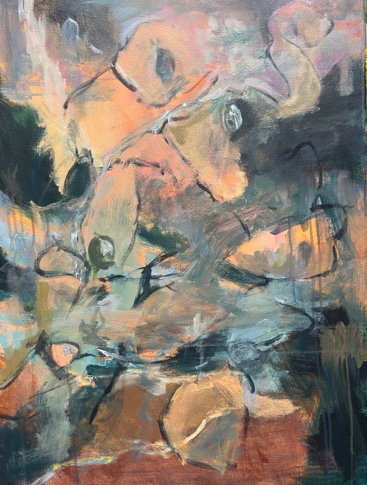 Original acrylics Landscape, dreams, forces of nature,, warm — "I see you" · 60 × 80 cm by Agnieszka Lokaj