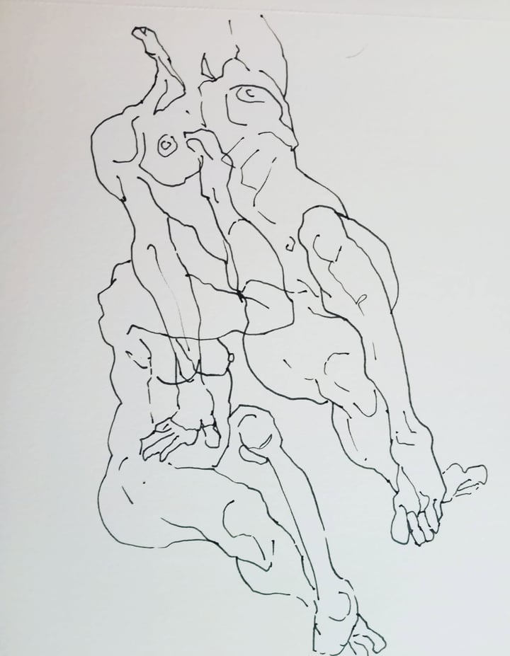 Original pen Female form, Monochrome — "A5 Life Study Sketch #6" · 14.8 × 21 cm by Tracy Watt
