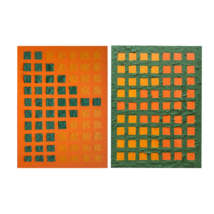 Original acrylic, textured medium diptych / geometric composition, Orange — "Inside Out / Outside In, 2026" · 60 × 80 cm by…