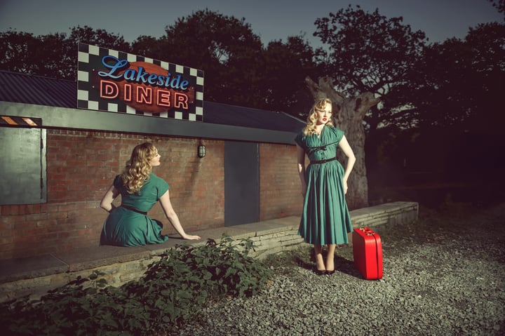 Original archival pigment print Women, Green — "Lakeside After Midnight" · 50 × 35 cm by Elisa Miller