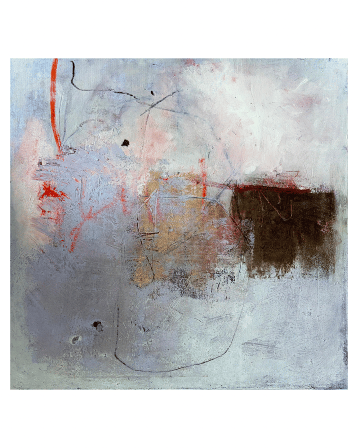 Original oil, cold wax medium, charcoal Emotion, Neutral — "Listening To The Devil In The Trees" · 60 × 60 cm by Florence Hu…