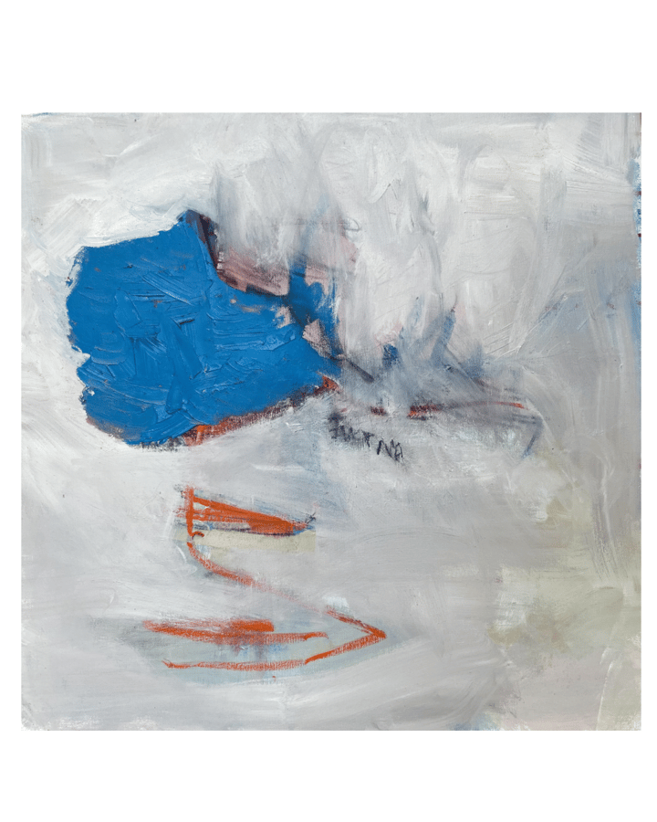 Original oil, oil stick, charcoal Emotive, Blue — "Heat, Feeling" · 60 × 60 cm by Florence Hutchinson