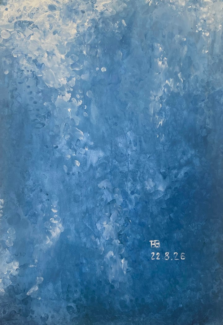 Original acrylic on cotton canvas Transformation, meditation, ritual, nature, Blue — "The Water" · 70 × 100 cm by Elzential