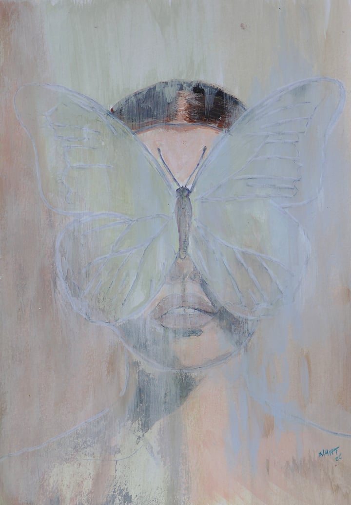 Original prints Portrait, Pastel — "Lullaby" · 70 × 90 cm by Nancy Blom