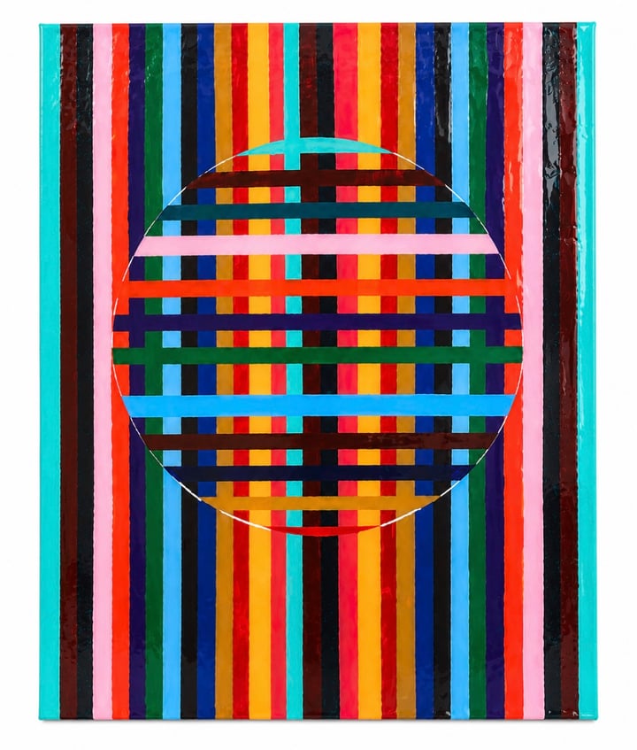 Original mixed media, resin Conceptual, Geometric, Identity, Multi-Colour — "The Symphony of Parallels" · 80 × 100 cm by Lin…